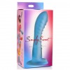 DILDO CURVE SIMPLY SWEET 7 INCH RIBBED BLUE
